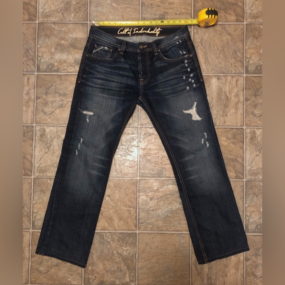 NWOT Cult of Individuality Hagen Relaxed Straight Biker Jeans 32x34(32x30) Blue
